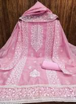 Modal Chanderi Pink Festival Wear Embroidery Work Dress Material